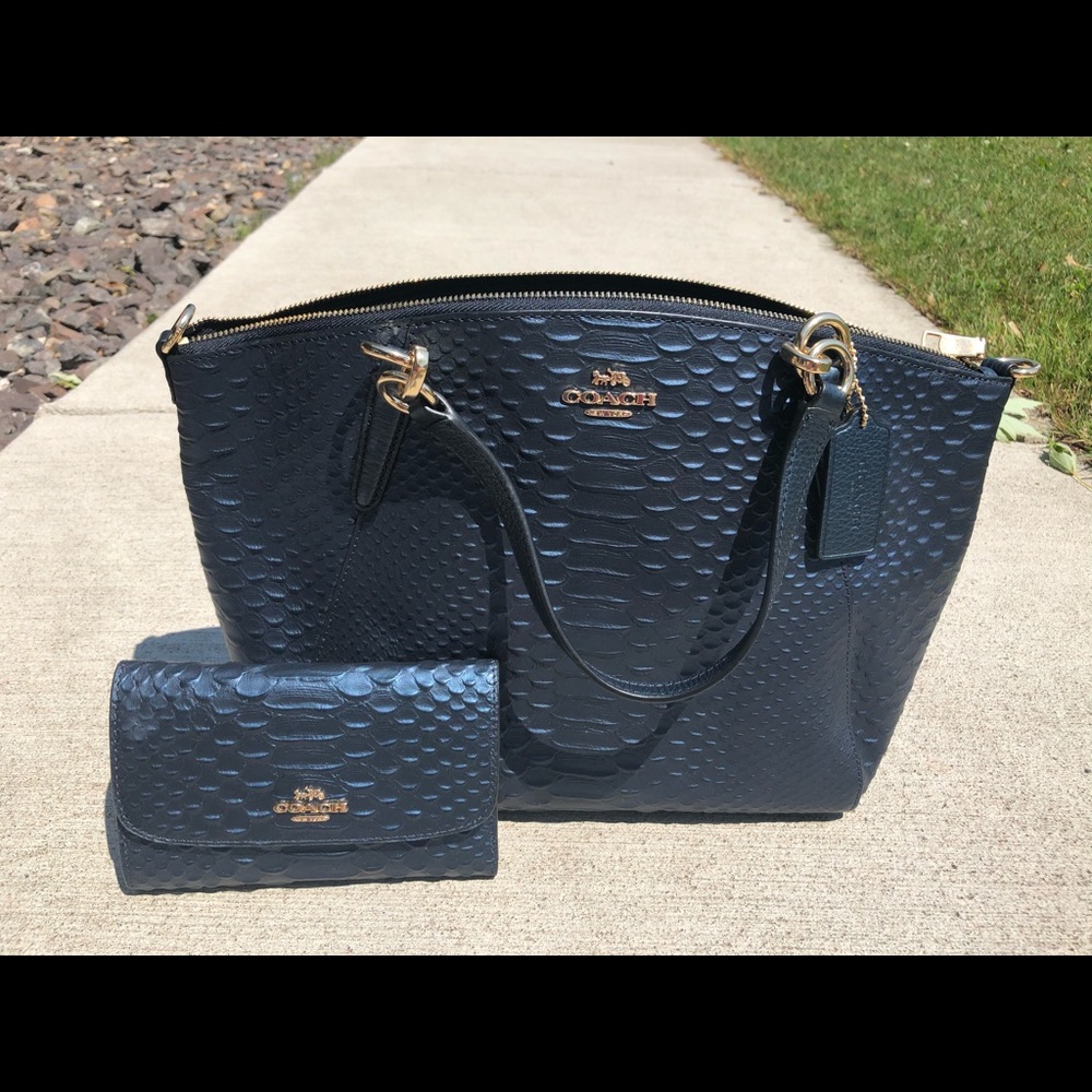 Coach Metallic Denim Python Leather Kelsey Set NWT